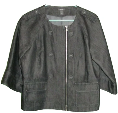 Chaqueta Bolero Denim Kenneth Cole Reaction Negra Cremallera Completa Manga 3/4 Talla 12 Foto 1 de 4