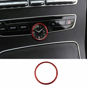 Red Aluminum Middle Console Clock Ring Cover Trim Fit For Benz C-Class 2015-2021 - Foto 1 di 7