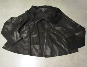 Rebel Wilson's jacket Womens 2X Faux leather loose look Zip Jacket Black stretch - Picture 1 of 7