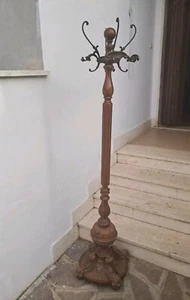 Mid Century Wooden Coat Rack Made of Brass - Picture 1 of 21