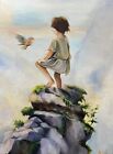 Original painting, 18x24 inches, Boy Angel Christian Religious Spiritual Artwork