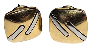 Pendientes Omega Traseros Oro Amarillo 18k y Platino - Forma de Cojín - Envío Gratis EE. UU. - Imagen 1 de 9