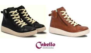 Cabello Comfort Shoes Una Leather Lace Up Zip Boots Cabello Shoes Una Tan Black - Picture 1 of 16