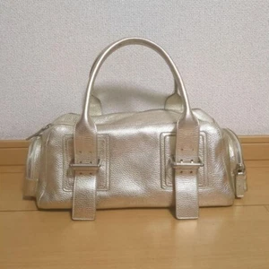 FURLA seltene Handtasche Beuteltasche Logo Leder gold Damen gebraucht aus Japan - Bild 1 von 9