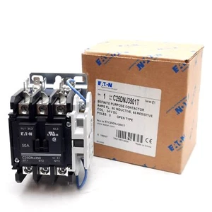 Eaton C25DNJ3501T Contactor, 3-Pole, 50A, 1NC Aux, 15-50 A Frame, 24VDC Coil - Picture 1 of 6