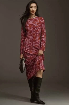 NEW Anthropologie Marimekko Maxi Dress Lae Pikkuinen Unikko Long Sleeve ~  Sz S - Image 1 of 4