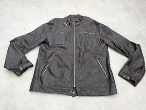 Freaky Nation Jacket Mens XXL Brown Faux Leather Biker Bomber Coat Motorcycle - Picture 1 of 8