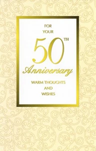 Tarjeta Dorada 50 ANIVERSARIO PARA PAREJA, Cálidos Pensamientos de Gallant Greetings +✉� - Imagen 1 de 5
