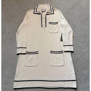 TUCKERNUCK NUEVO CON ETIQUETAS Eleonora Suéter Vestido Talla L Crema Azul Marino Mujeres Funda Polo Clásico - Imagen 1 de 11