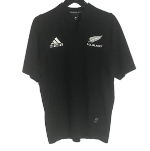 Neuseeland All Blacks Shirt Herren Small Schwarz Rugby Adidas Poly Cotton Selten - Bild 1 von 12