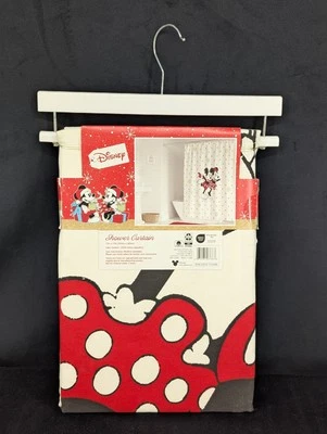 迪士尼滑冰米奇和米妮假日/冬季棉质浴帘 72 全新! — 第 1/4 张图片