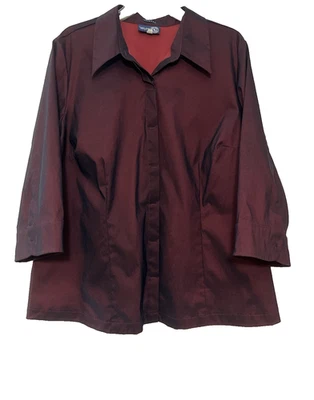 Blusa para mujer Venezia Jeans elástica brillante con botones mangas 3/4 talla 18/20 Foto 1 de 4