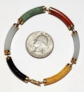 Pulsera 7,25 pulgadas multicolor jade 5 mm tubo cuentas 14K 10,7 gramos - Imagen 1 de 18