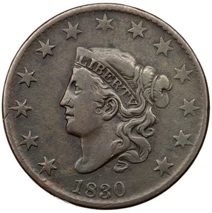 1830 N-7 R-3 Matron or Coronet Head Large Cent Coin 1c - Picture 1 of 2