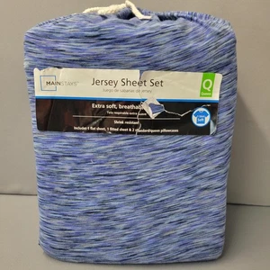 Mainstays Jersey Sheet Set Queen 4 Piece Soft Bedding Shrink Resistant T-Shirt - Picture 1 of 15