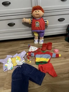 Vintage 1990 First Edition Cabbage Patch Kids Boy With Clothes Red Hair Freckles - Bild 1 von 8