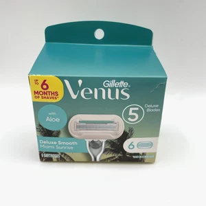 Gillette Venus Deluxe Smooth Miami Sunrise 5 Blade Cartridge Refills 6 Pack 1 PK - Picture 1 of 4