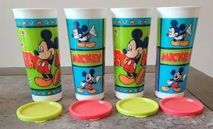 Vintage Tupperware Disney Mickey Mouse Kids Drinking Cups Glasses w/Lids - Qty 4 - Picture 1 of 6
