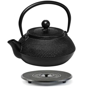AVANTI Hobnail Cast Iron Tea Pot 800ml Black BONUS TRIVET & STRAINER! RRP $89.95 - Foto 1 di 9
