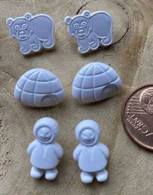 6 Knöpfe Kinderknöpfe 15mm Öse Iglu Eisbär Eskimo ❤️ ❤️  Winter Alaska Eishotel - Bild 1 von 2