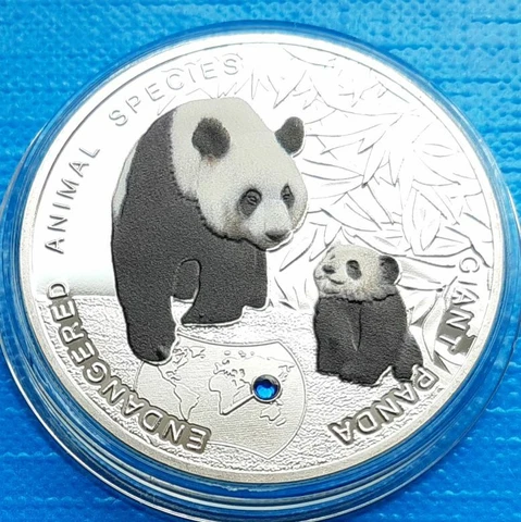 Zambia 1000 kwacha 2014 UNC Giant Panda Silver Plated Colorized Coin Cover