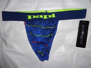 PAPI MENS UNDERWEAR THONG, COLOR: BLUE, NAVY, RED, LIME PATTERN  SIZE LARGE L