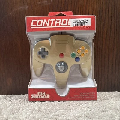 Old Skool Gold Wired Controller for Nintendo 64 N64 - Image 1 of 4