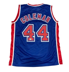 Derrick Coleman Signed New Jersey Nets Custom Jersey Beckett Witness BAS COA - Picture 1 of 3