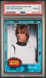 PSA 10 2022 Star Wars Sapphire #1 Luke Skywalker Blue Starfield 1977 reimpresión - Imagen 1 de 2