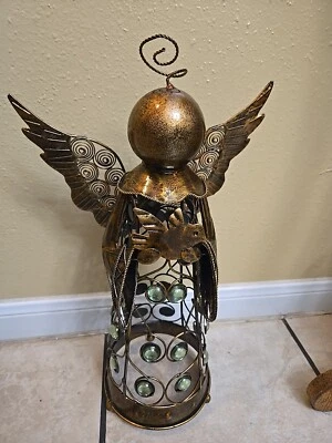 Estatua de jardín ángel filigrana de metal 18" color bronce Foto 1 de 4