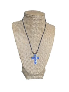 Cross Pendant On Cord Necklace Clasp - Picture 1 of 5