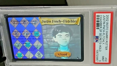 Harry Potter TCG Chamber of Secrets Justin Finch-Fletchley Holo Foil PSA 9 Mint - Image 1 of 4