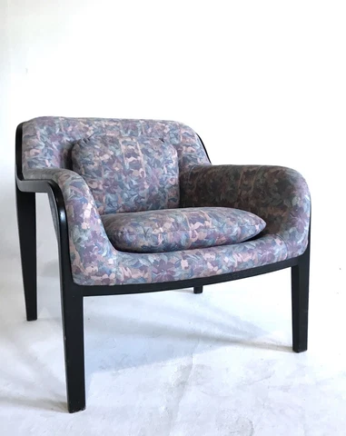 Vintage Knoll Chair Black Lacquer Mid Century Modern Lounge Bill Stephens Retro Cover