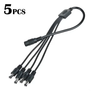 5PCS CCTV Security Camera 2.1mm 1 to 4 Port Power Splitter Cable Pigtails 12V DC - Picture 1 of 5