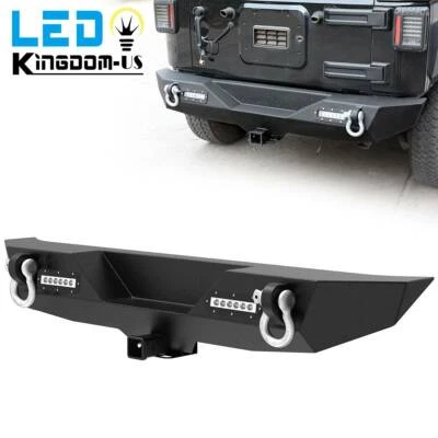 for 2007-2018 Jeep Wrangler JK & JKU Rear Bumper W/ LED Lights & D-Rings Steel Foto 1 de 4