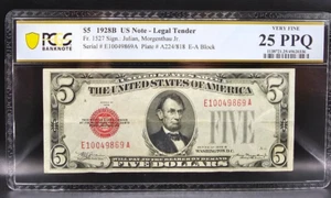 1928B $5 Legal Tender Fr 1527 PCGS Banknote 25 PPQ - Picture 1 of 2