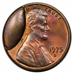 1975-D Lincoln Cent, massive obverse cud, LC-75D-2A - Picture 1 of 2