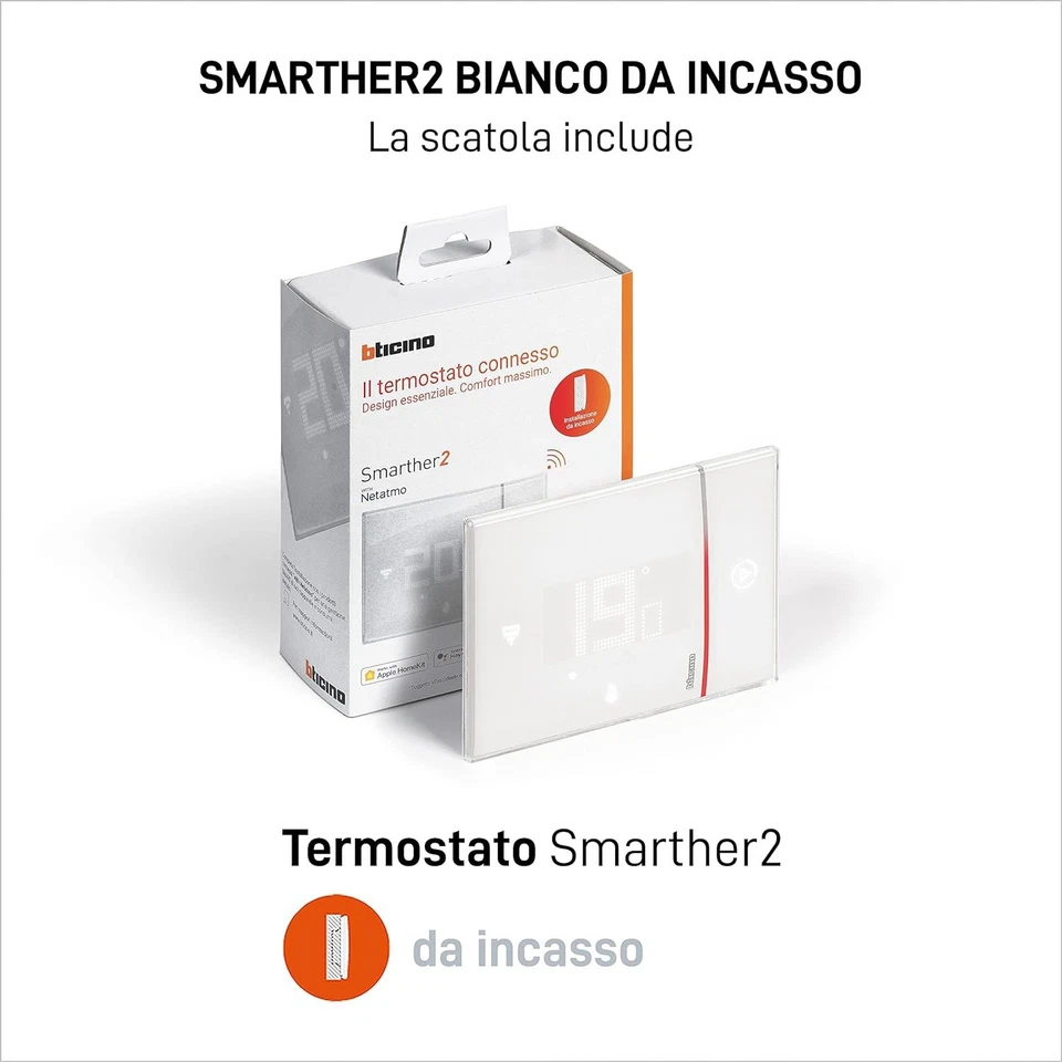 SXW8002 Termostato Wifi Smarther2 with Netatmo, Termostato Caldaia Da Incasso, C - Immagine 1 di 1