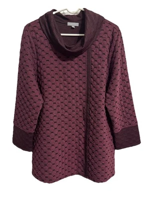 Ropa Habitat Talla XL Top Mujer Granate Negro Texturizado Capucha Cuello Foto 1 de 4