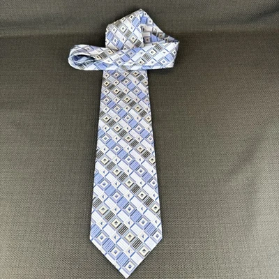 Stacy Adams Blue Geometric Mens Tie 100% Silk 60 x 4 Necktie - Image 1 of 4