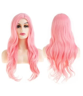 Salaibs розовый парики для женщин темно-коричневый корни волосы длинный кудрявый волнистый свободный парик - Изображение 1 из 4