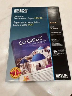 Epson Premium Presentation Paper MATTE 13x19 Inches 50 Sheets S041263 New Sealed - Image 1 of 4