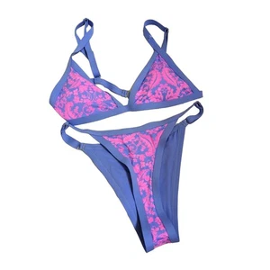 Tinibikini Bademode Blau Rosa Tropical - High Leg/Taille Set Gr. L Large Neu  - Bild 1 von 4