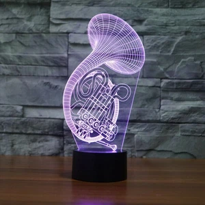 3D Lamp LED Night Light Gift Room Decor French Horn Model 7 Colours Changing - Picture 1 of 1