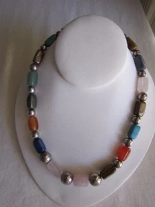 Semi Precious Stones & Sterling Silver Necklace - Picture 1 of 4