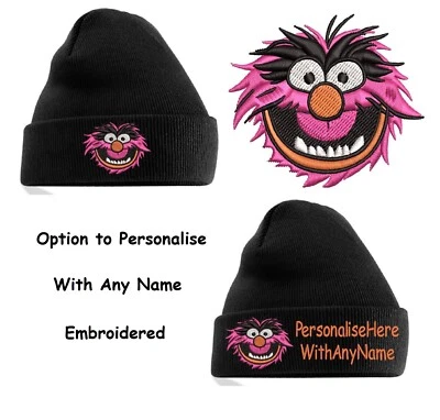 Animal from The Muppet Show Adult Beanie Hat Personalisation Option Embroidered - Image 1 of 4