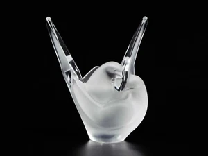 LALIQUE Kristall Frankreich Love Birds Tauben mit Blumenfrosch Einsatz.  8 1/4" hoch - Bild 1 von 12