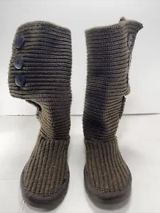 UGG 5819 Cardy Knit Sweater Button Brown Winter Snow Boots Women Sz 8 - Picture 1 of 7