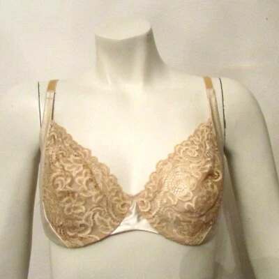 Sujetador con aros cobertura completa satinado segunda piel encaje transparente Lily of France 1210 34D Foto 1 de 4