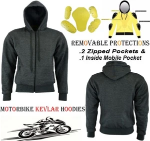 ANTHRAZITGRAUER FLEECE HOODIE MIT KEVLAR & CE ARMOUR MOTORRAD MOTORRAD JACKE - Bild 1 von 2